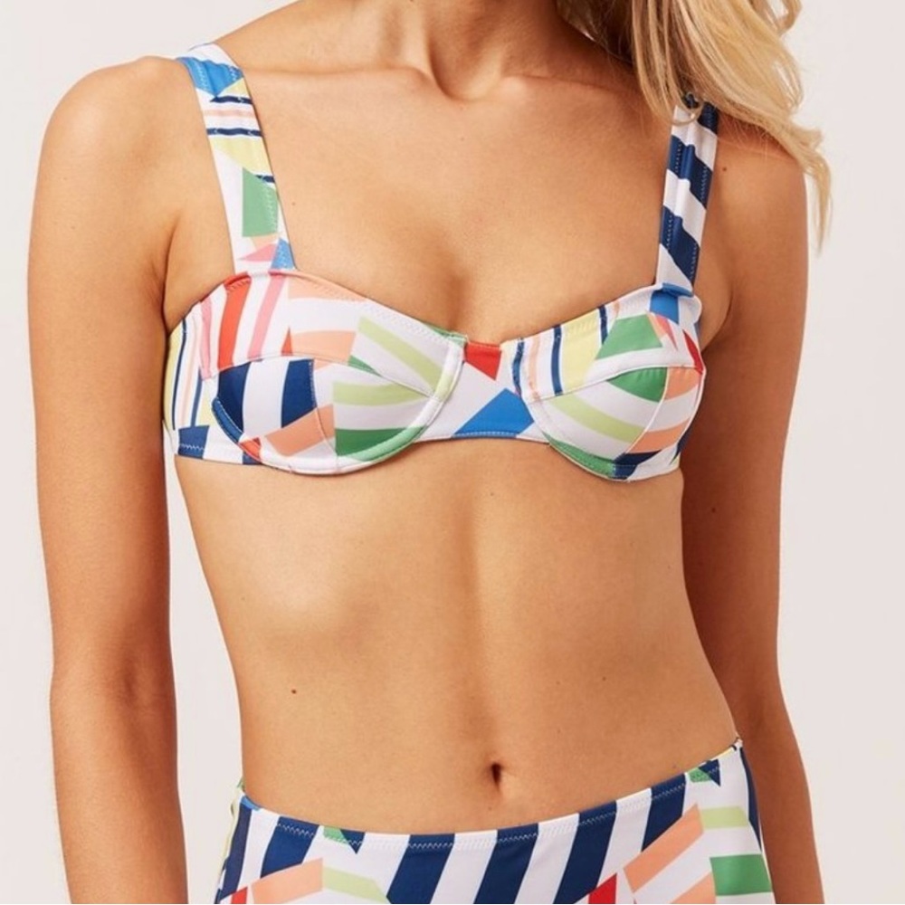 NWT Solid & Striped Lilo Broken Stripes Swim Top Large